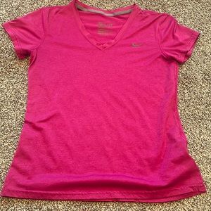 pink nike dri-fit v neck top